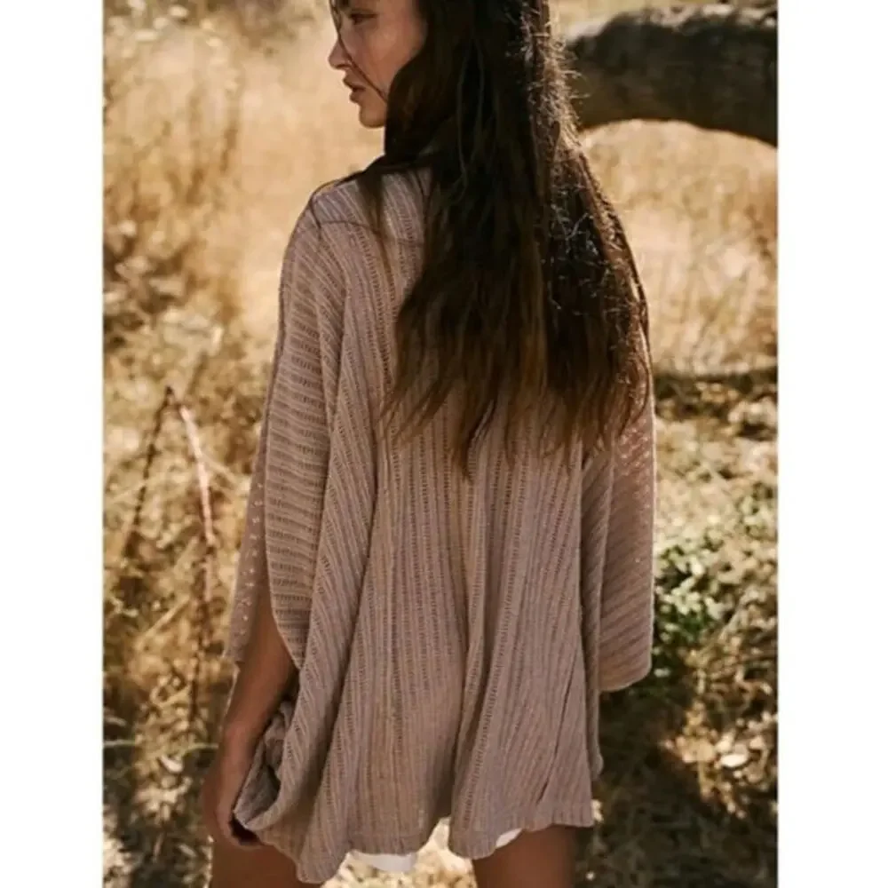 Free People FP Beach East End Tunic Top Women's Size XS Boho Oversized Neutral
